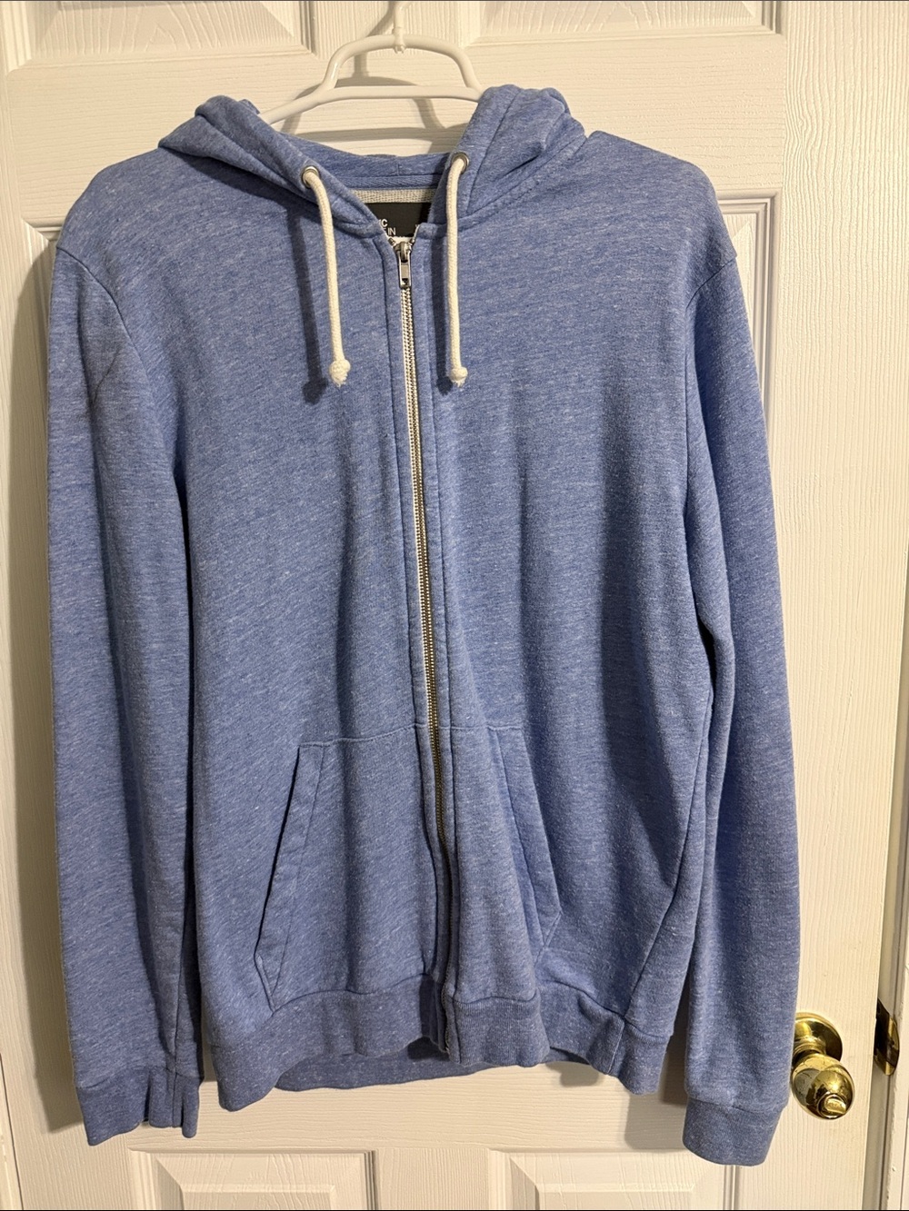 H&M Mens Heather Light Blue Full Zip Hoodie